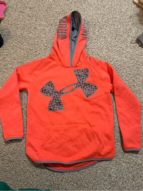 Under Armour Kids Orange Hoodie with Gray Logo